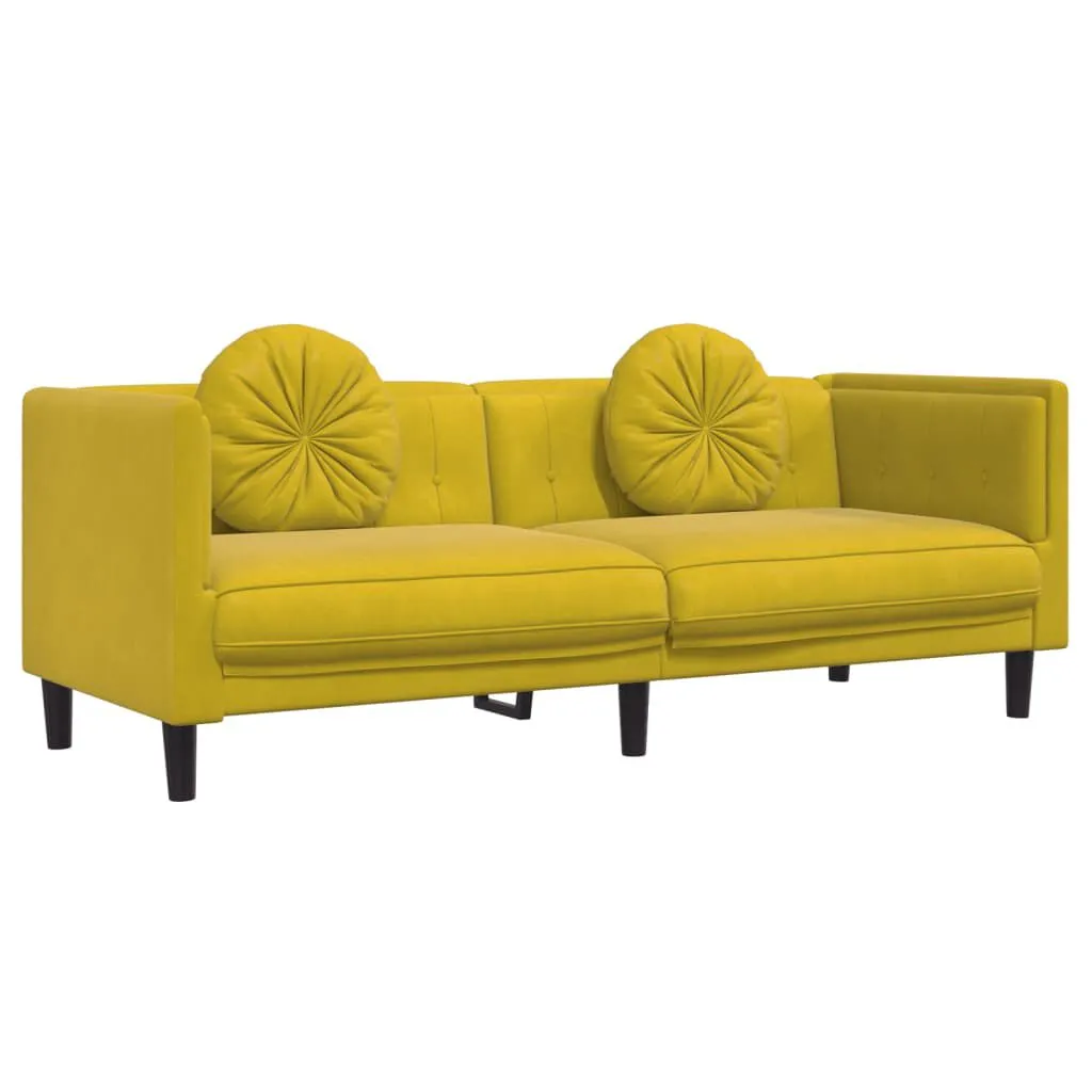 vidaXL Ensemble de canapés 2 pcs avec coussins jaune velours | vidaxl-fr