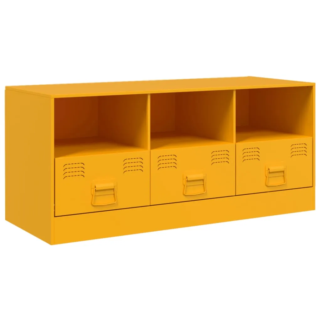 vidaXL Meuble TV jaune moutarde 99x39x44 cm acier | vidaxl-fr